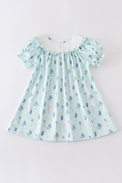 Mint cactus smocked dress