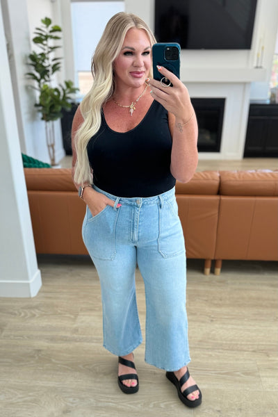 PREORDER: Patch Pocket Wide Leg Jeans in Four Colors