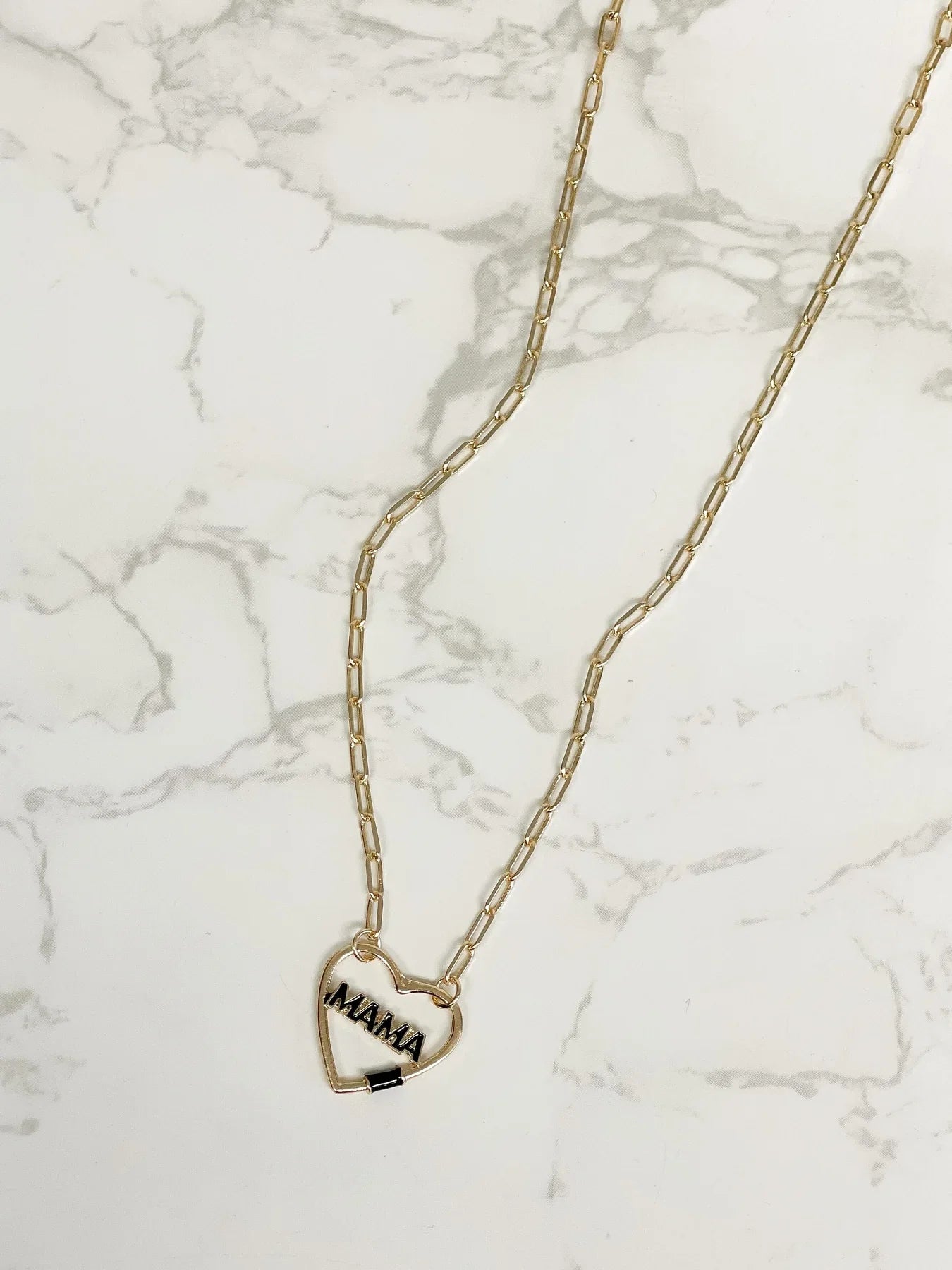 PREORDER: Mama Heart Lock Chainlink Necklace