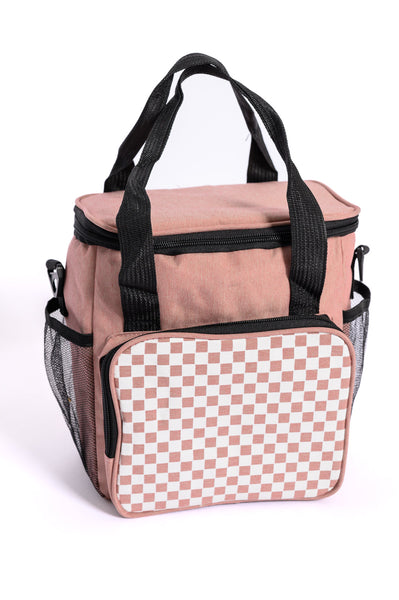 Insulated Checked Tote in Pink