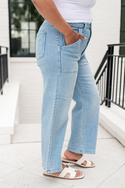 PREORDER: Patch Pocket Wide Leg Jeans in Four Colors