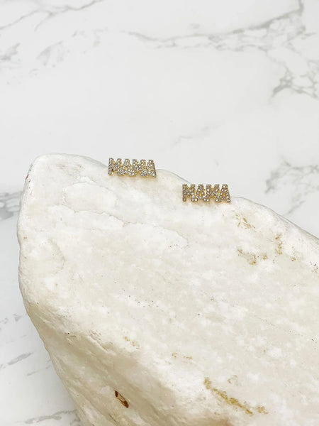 PREORDER: Gold & Glitzy Rhinestone Mama Stud Earrings