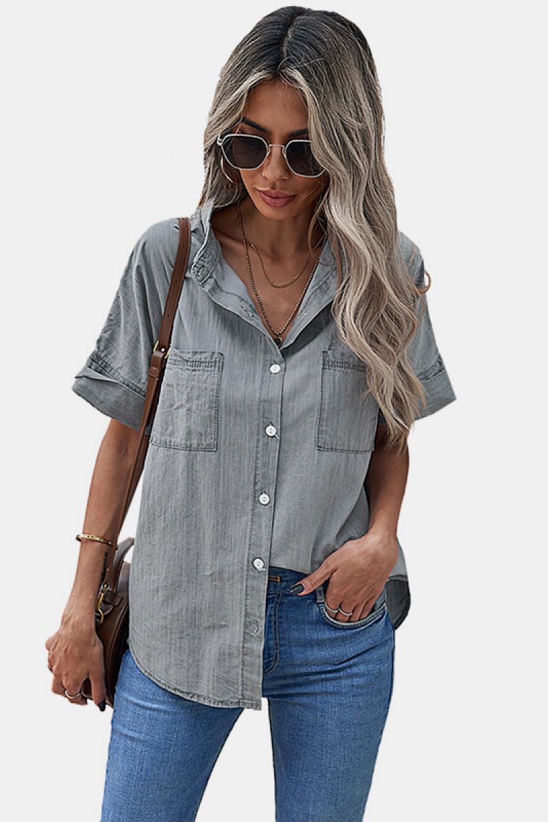 Single Breasted Pockets Denim Shirt