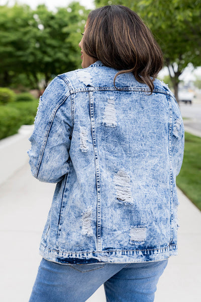 Acid Wash Distressed Denim Jacket