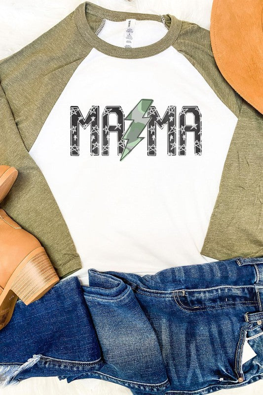 Mama Camo Lightning Raglan