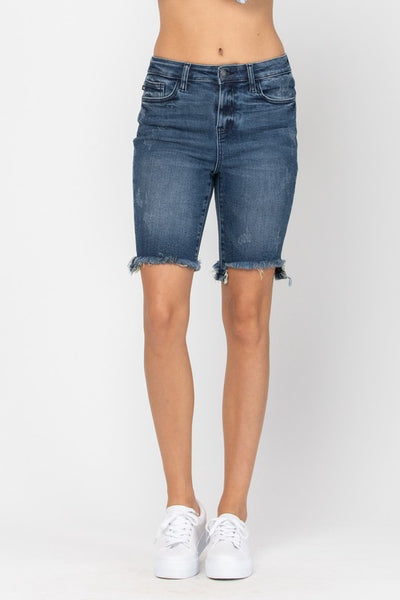 High Rise Cut Off Bermuda Shorts