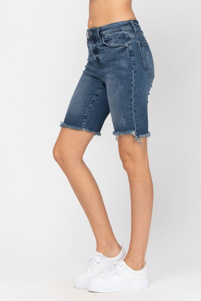 High Rise Cut Off Bermuda Shorts