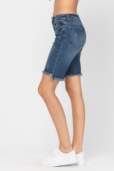 High Rise Cut Off Bermuda Shorts