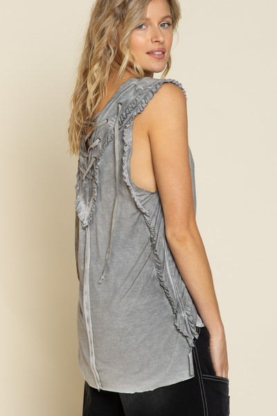 Criss cross Lace up Open Back Tank Top