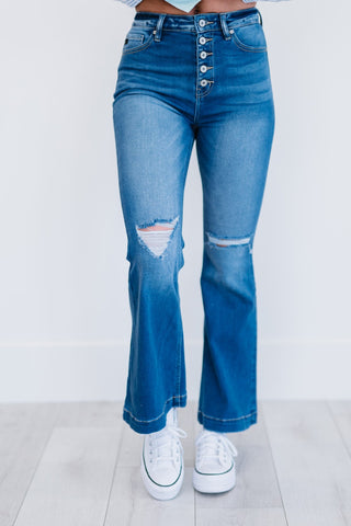 Kancan Denim Skies Full Size Run Flare Jeans