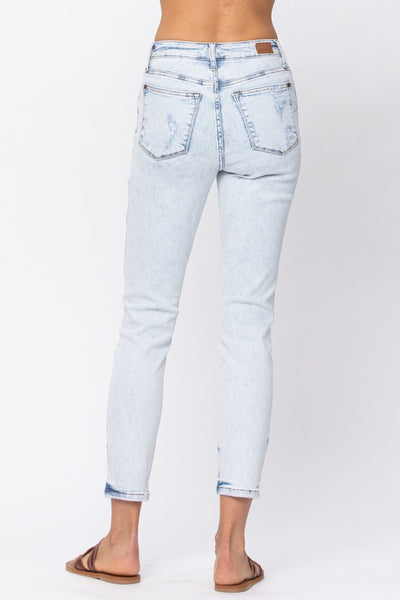 High Waist Ultra Light Acid Wash Slim Fit Jeans