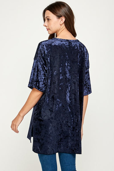 Velvet Oversized V Neck Tunic Dress Top