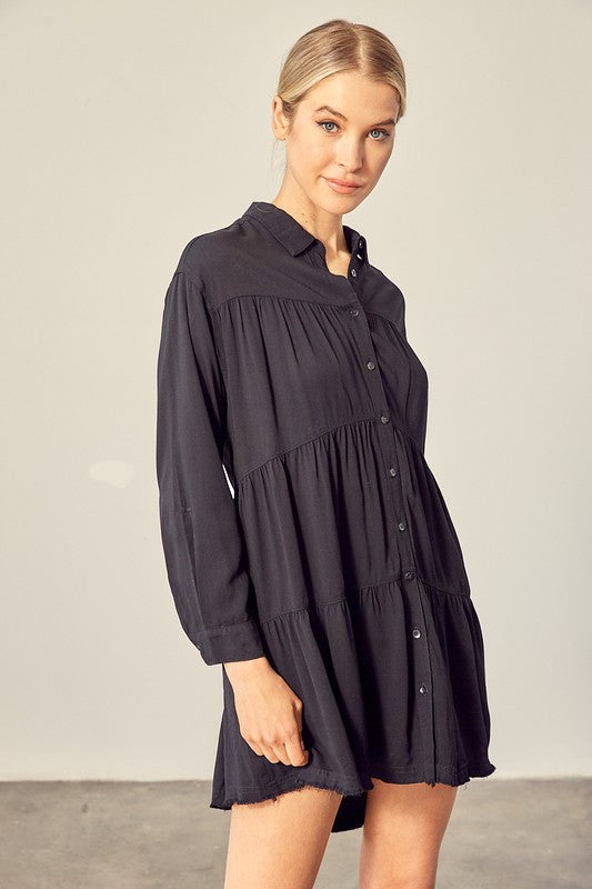 TIERED MINI SHIRTDRESS