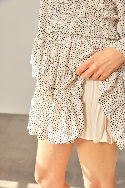 DOT PRINT RUFFLED DRES