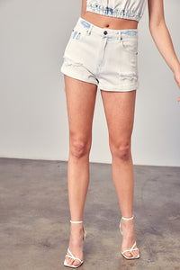 DESTROYED DETAIL DENIM SHORTS