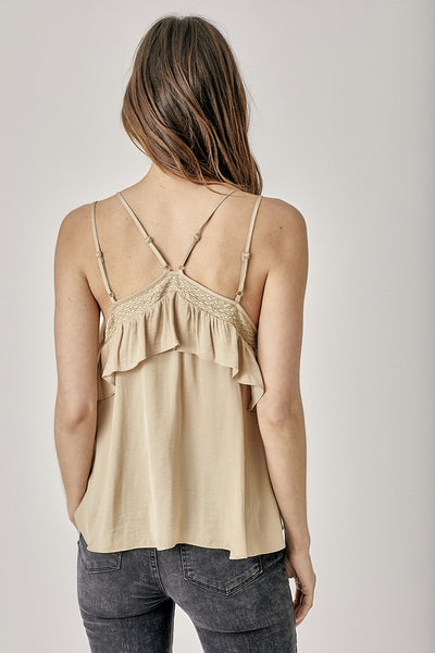 TRIM DETAIL WITH RUFFLE CAMI TOP