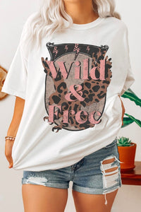 Wild and Free Leopard Oversized Graphic Tee