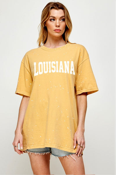 LOUISIANA DOT SPLATTER Graphic Print Women Top