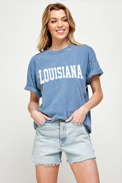 LOUISIANA DOT SPLATTER Graphic Print Women Top