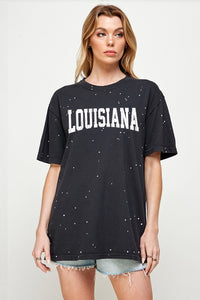 LOUISIANA DOT SPLATTER Graphic Print Women Top