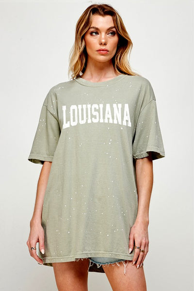 LOUISIANA DOT SPLATTER Graphic Print Women Top