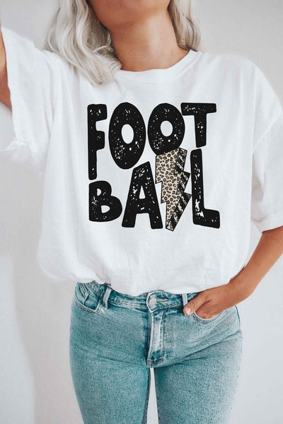 LEOPARD LIGHTNING FOOTBALL GRAPHIC T SHIRT