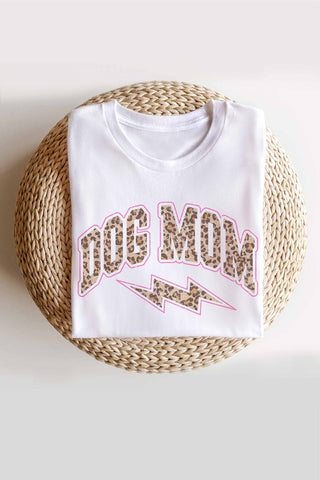 DOG MOM LEOPARD LIGHTNING BOLT GRAPHIC TEE