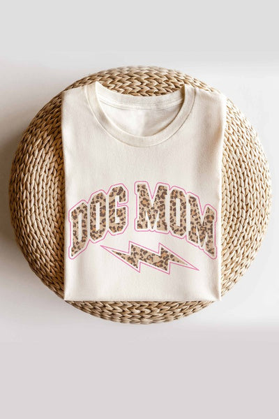 DOG MOM LEOPARD LIGHTNING BOLT GRAPHIC TEE