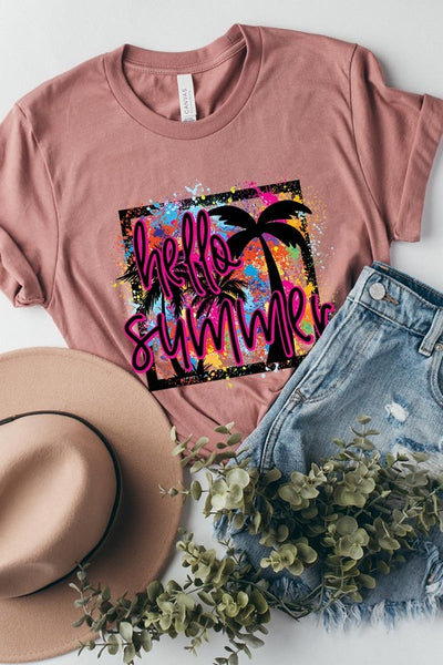 Hello Summer Short Sleeve Plus Size Tee