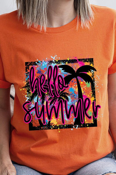 Hello Summer Short Sleeve Plus Size Tee