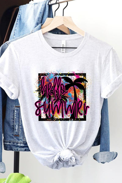 Hello Summer Short Sleeve Plus Size Tee