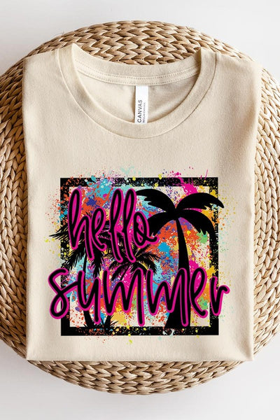 Hello Summer Short Sleeve Plus Size Tee