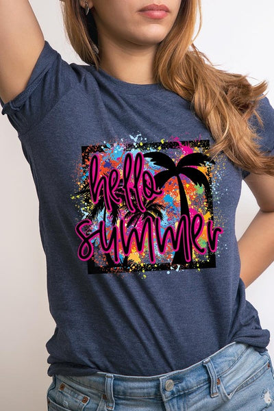 Hello Summer Short Sleeve Plus Size Tee