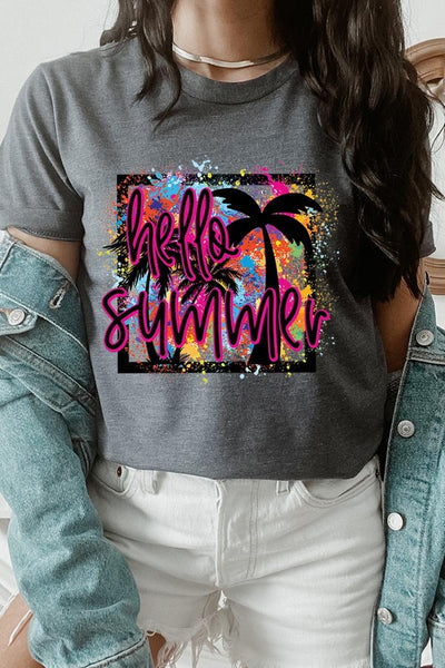 Hello Summer Short Sleeve Plus Size Tee