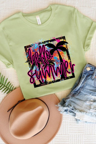 Hello Summer Short Sleeve Plus Size Tee