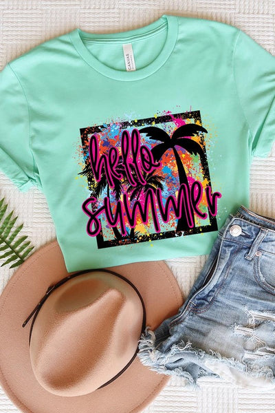 Hello Summer Short Sleeve Plus Size Tee