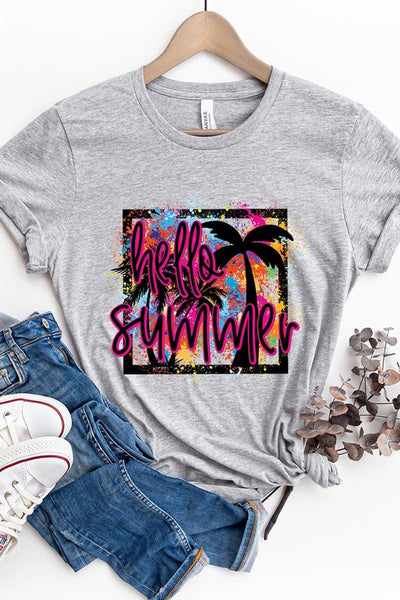 Hello Summer Short Sleeve Plus Size Tee