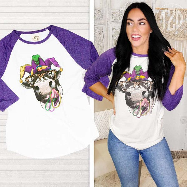 Happy Mardi Gras Heifers Raglan