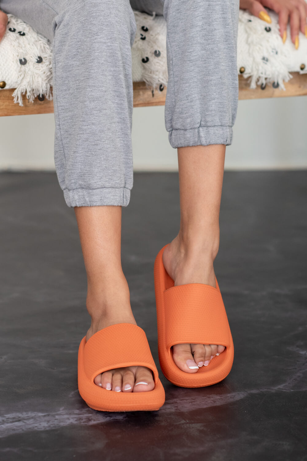 WeeBoo Go All Out Slide-On Sandals in Orange