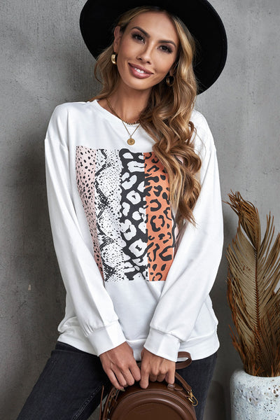 Animal Graphic Round Neck Sweatshirt