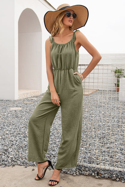 Ruffle Strap Wide Leg Jumpsuit