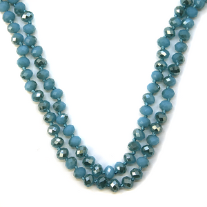 60 inch bead necklace aqua blue