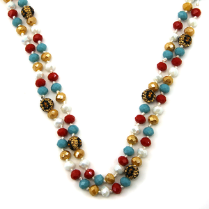 60 inch bead necklace leopard bead