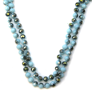 60 inch bead necklace light blue