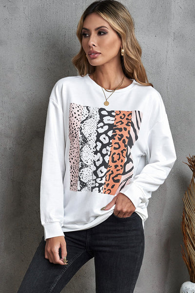 Animal Graphic Round Neck Sweatshirt