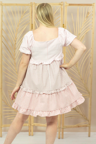 BiBi Sweetheart Style Color Block Tiered Dress