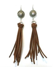 Western Concho Suede Tassel Earring