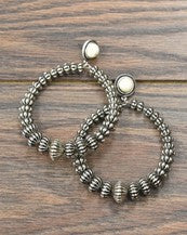 Silver Beads Post Hoop Earrings