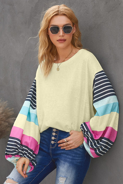 Striped Color Block Long Sleeve Top