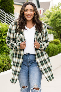 Plus Size Plaid Cruved Hem Button Front Shirt